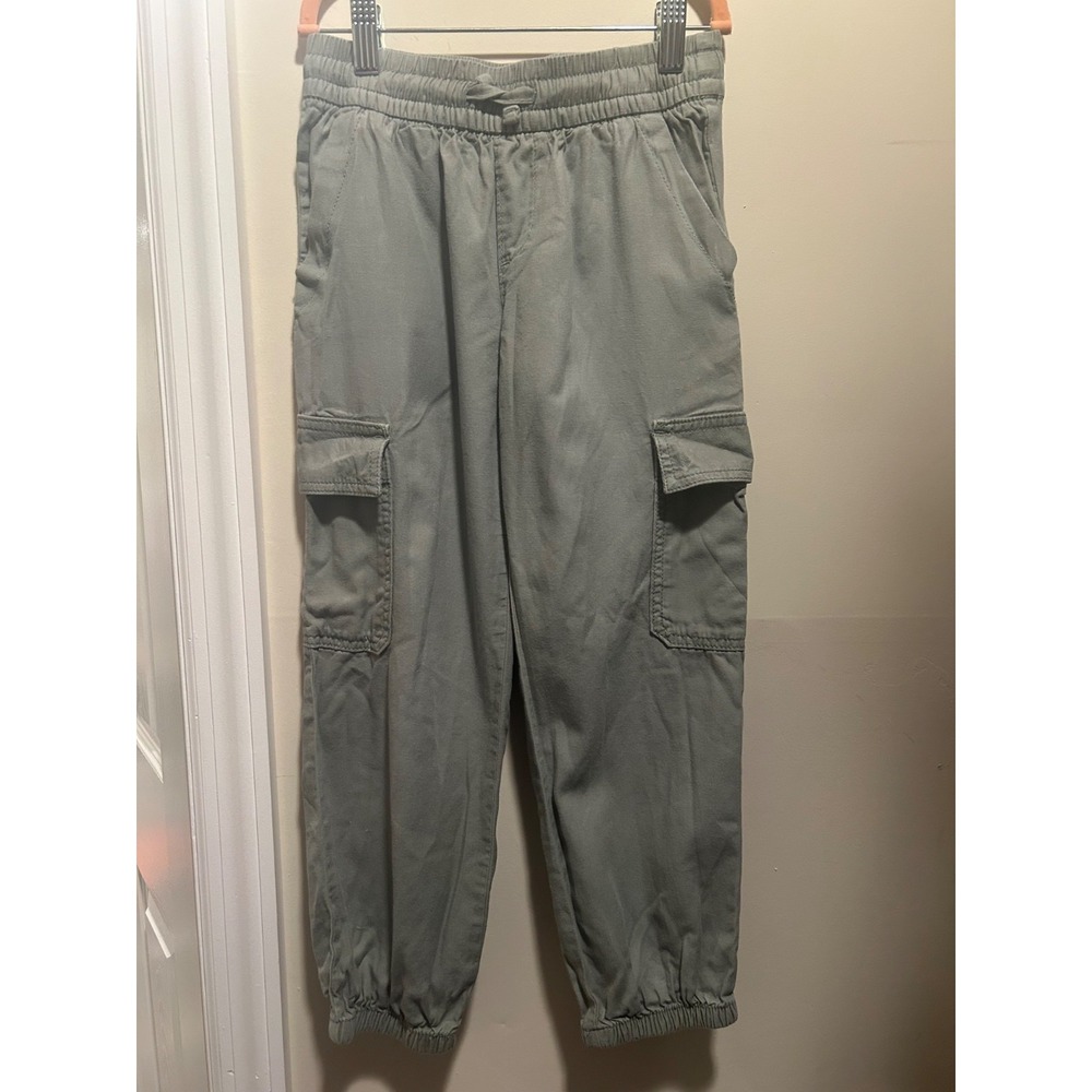 Girl's GAP Kids Size 8 Khaki Green Cargo Joggers w/Drawstring & Elastic Ankles